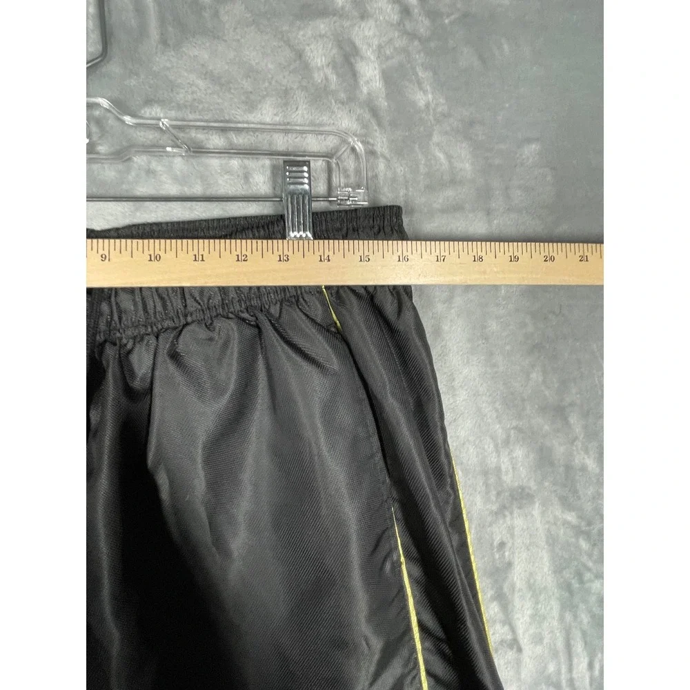 Adidas Vintage Track Pants Black Yellow Piping Stripe Snap Cuffs Lined Mens XL